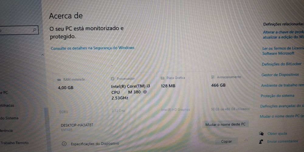 Portátil Packard Bell PEW91 Intel i3 / SSD 500Gb / RAM 4Gb