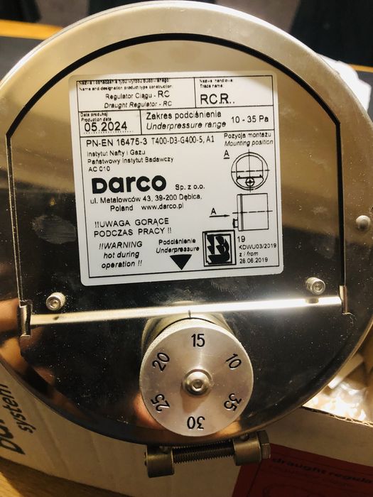 Regulator Ciągu Kominowego RCR-CH 150 DARCO Na Rurę 120-200 mm