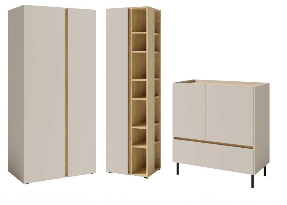 Zestaw mebli młodzieżowy szafa komoda regał sypialnia zieleń Beż HIT