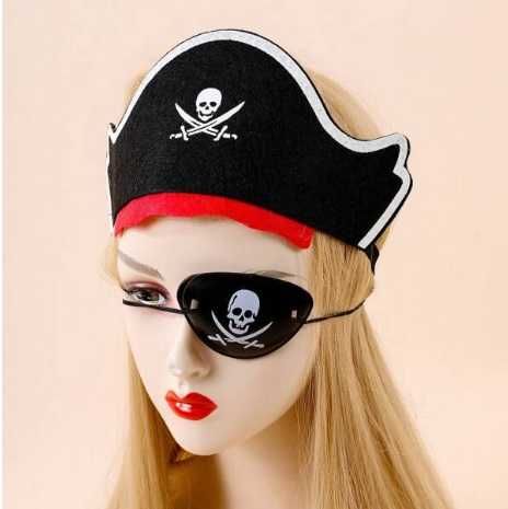Zestaw pirat przebranie kostium balik czapka + opaska na oko / Nowy