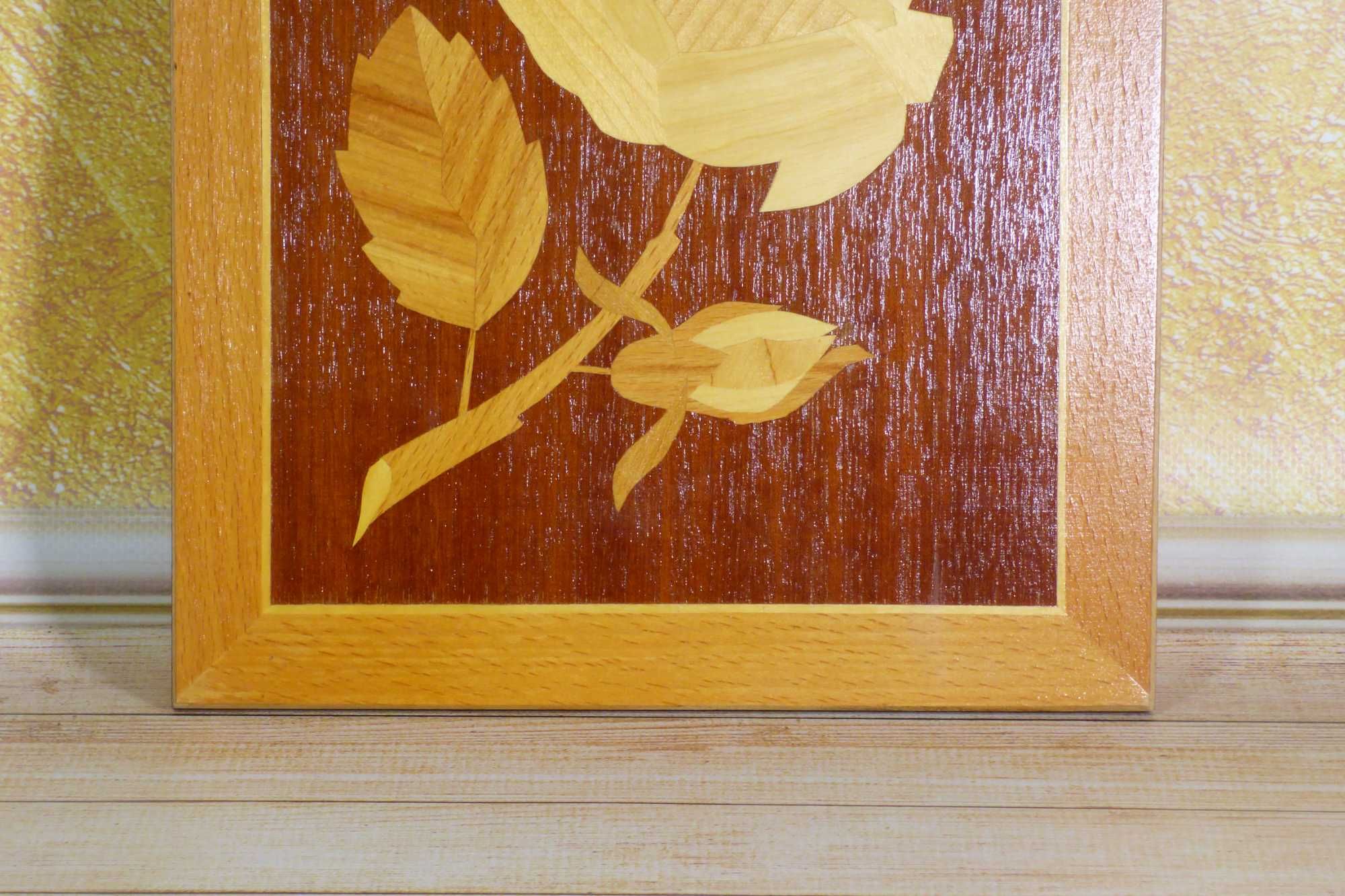 Панно деревянное Роза маркетри советское, картина СССР
