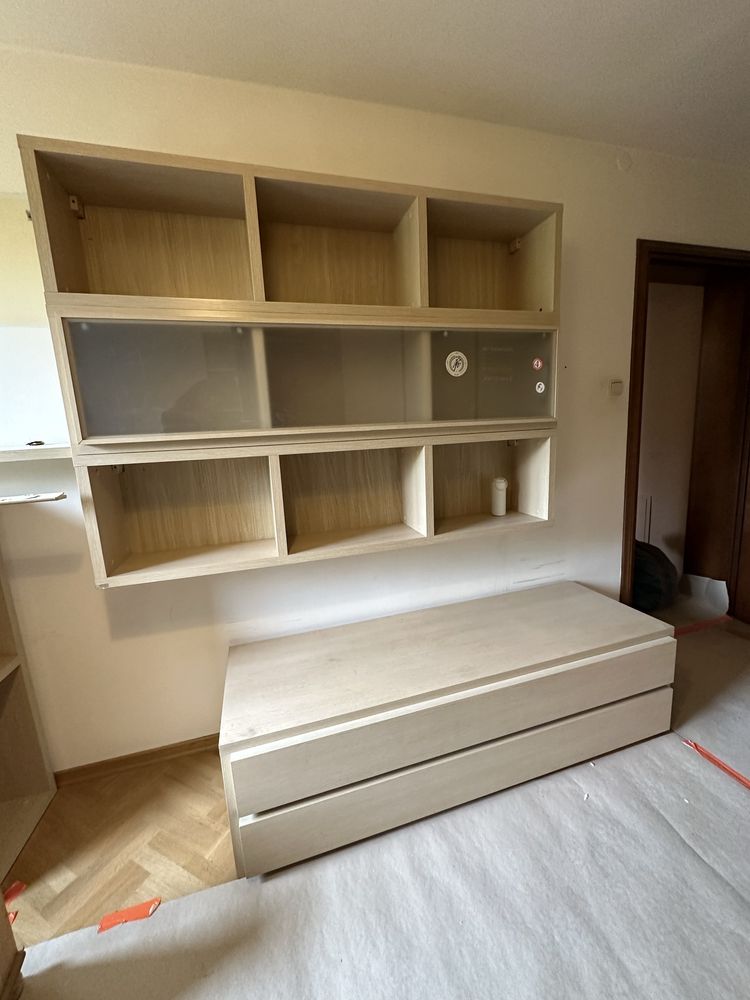 Meble drewniane do pokoju - komoda, szafka, biurko z szafką (komplet)