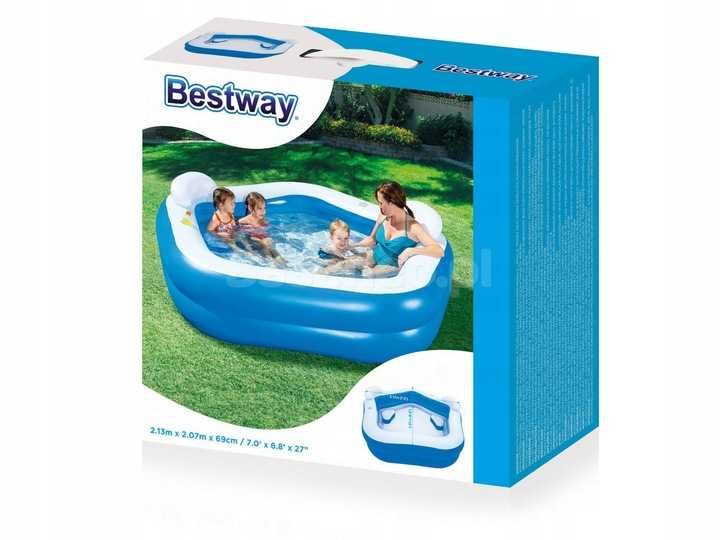 BASEN OGRODOWY DMUCHANY Bestway rodzinny siedzenia poduszki XL 213x206