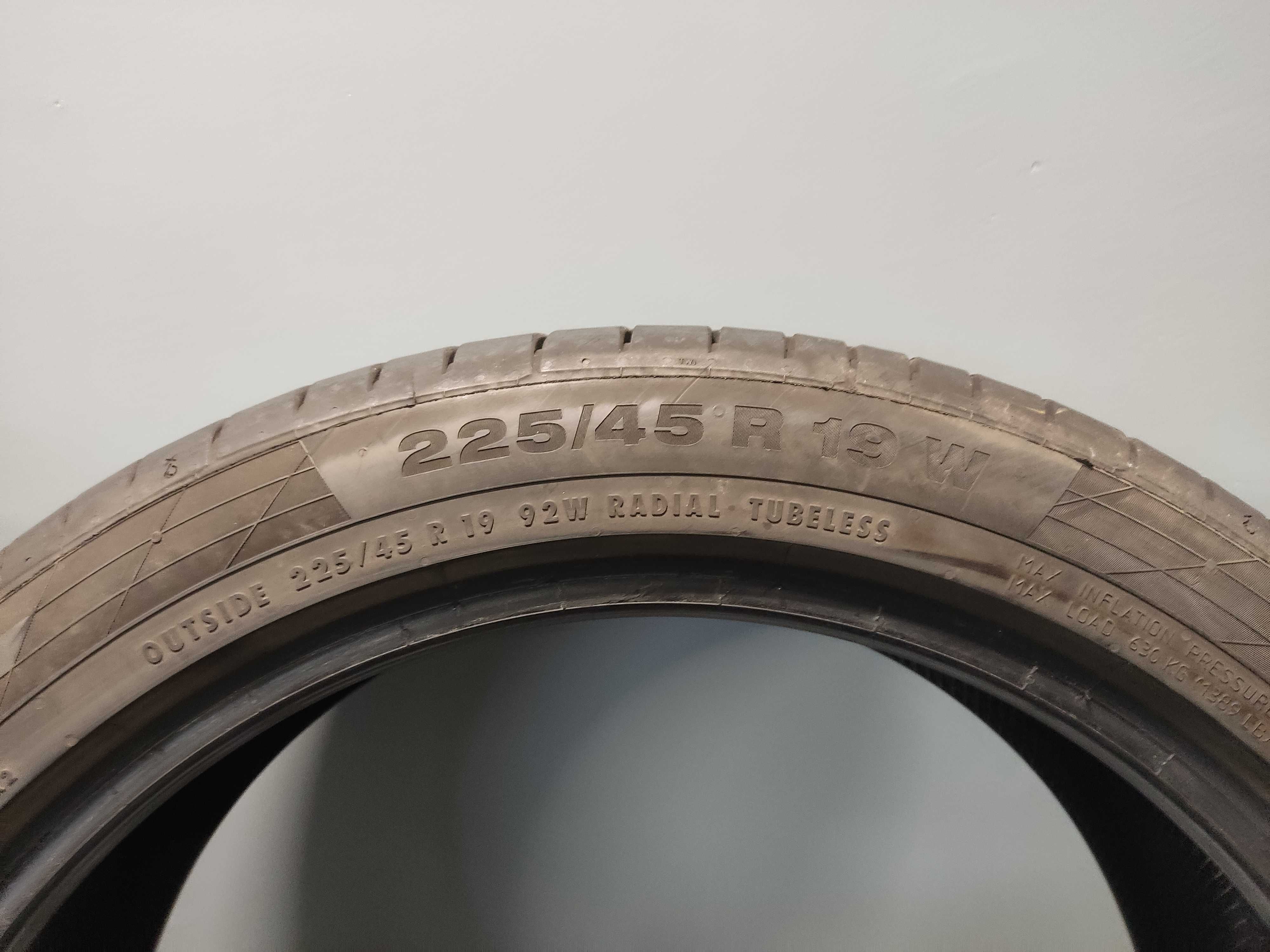4x225/45R19 Continental ContiSportContact 5, 2021 rok, 92W, idealne