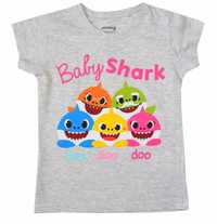 BABY SHARK BLUZKA t-shirt bawełna kr rękaw szary 110