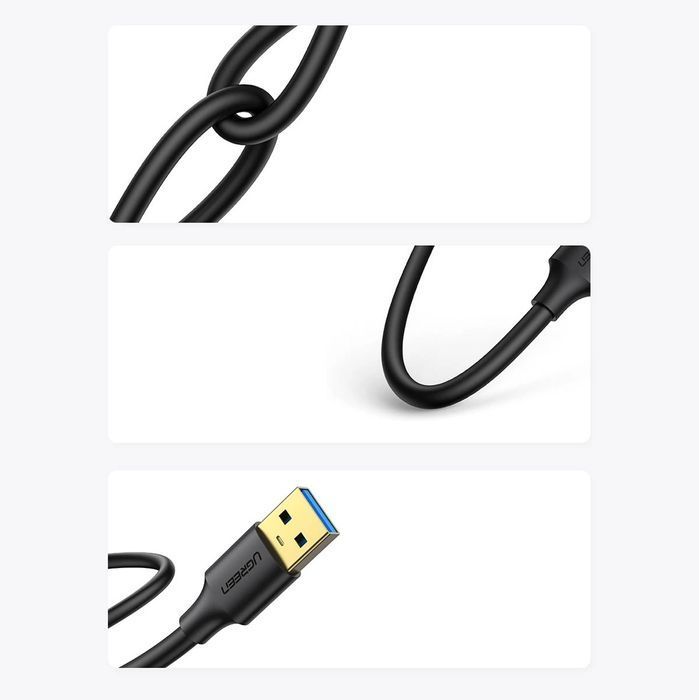 Ugreen kabel przewód USB-A - USB-A USB3.0 5Gb/s 0.5m czarny (US128)