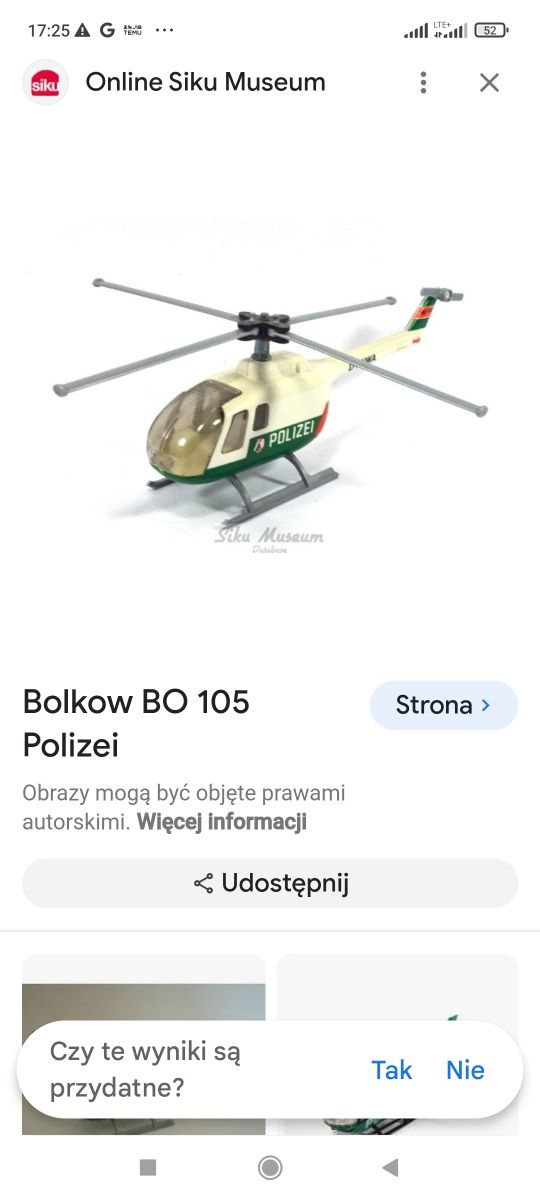 Metalowy model śmigłowca Bolkow Bo 105 Polizai