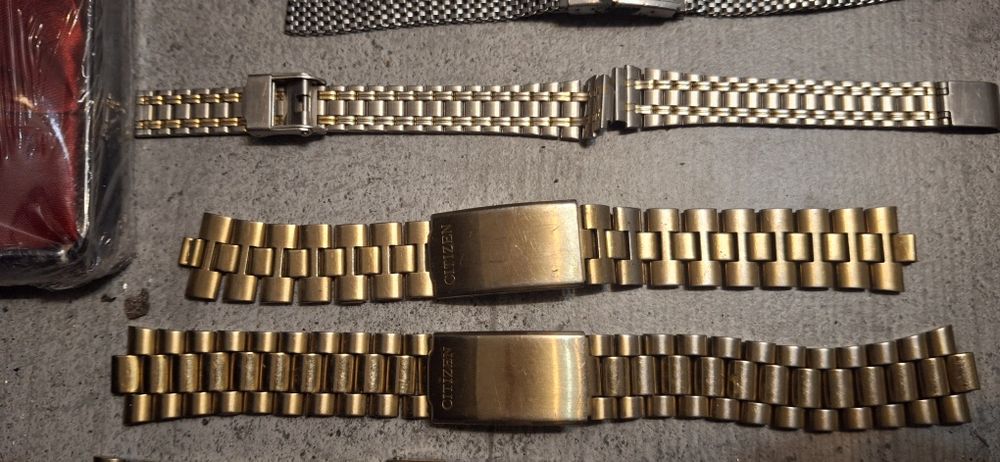 Komplet bransolet do zegarków pozłacane i stalowe aluminiowe itd