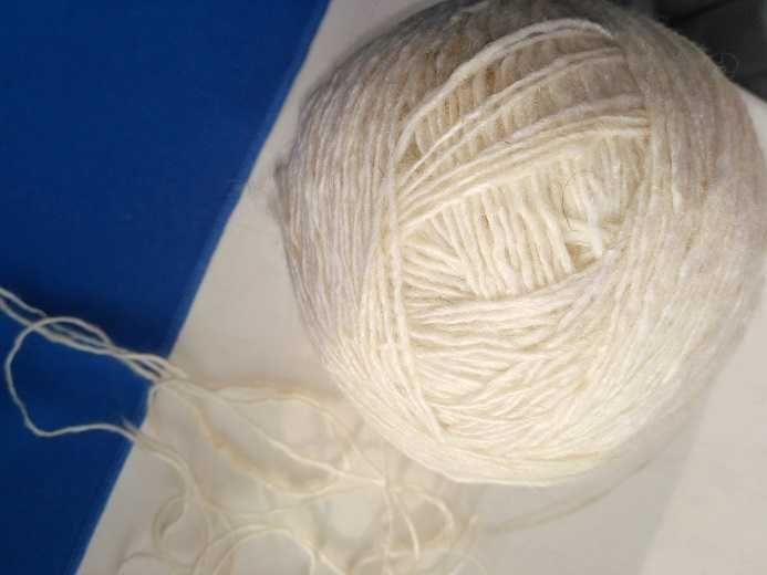 детская шапка шарф белая натуральная овечья  шерсть