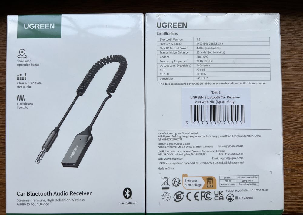 автомобильный ugreen bluetooth 5.3 car kit адаптер