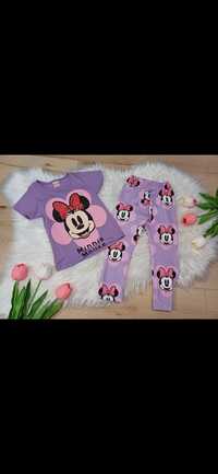 Komplet Minnie Miki fioletowy leginsy tshirt nowy 134