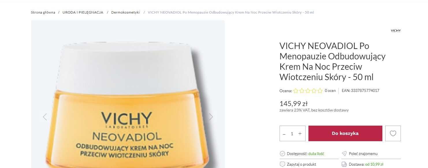 VICHY NEOVADIOL Po Menopauzie Krem Na Noc  - 50 ml