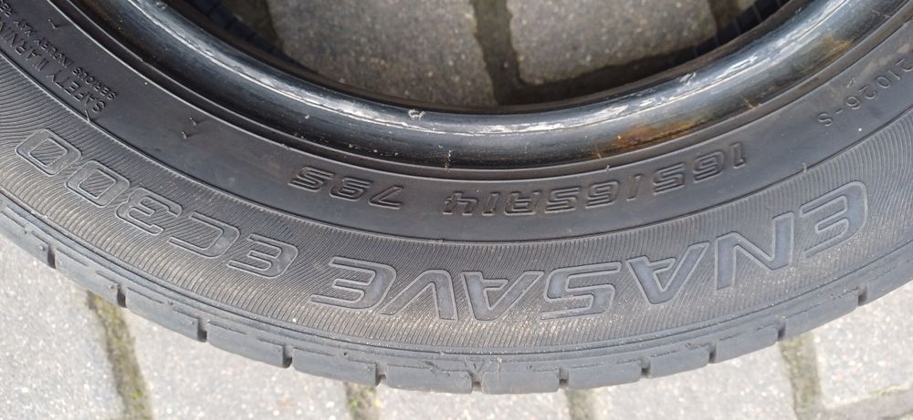 165/65R14 DUNLOP , dwie używane opony letnie.