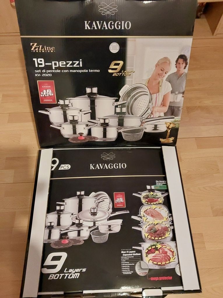Nowy komplet Kavaggio: garnki, pokrywki, inne elementy na gaz,indukcję