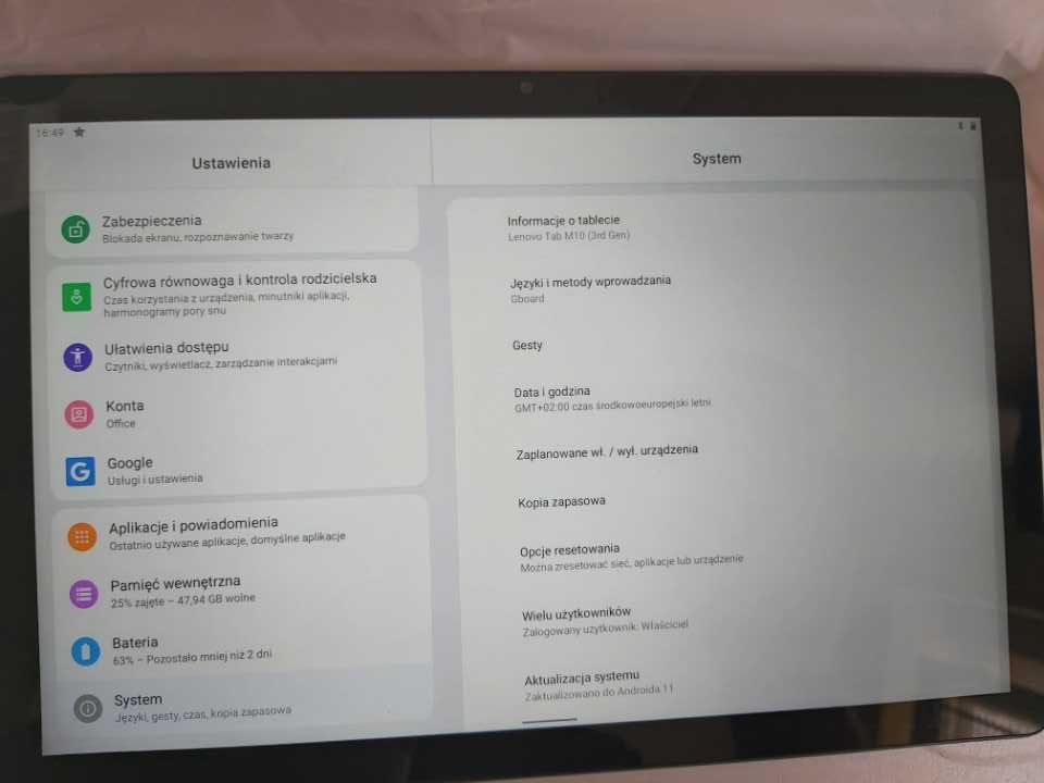 tablet Lenovo M10 3rd gen android 12, 4/64 zadbany WiFi