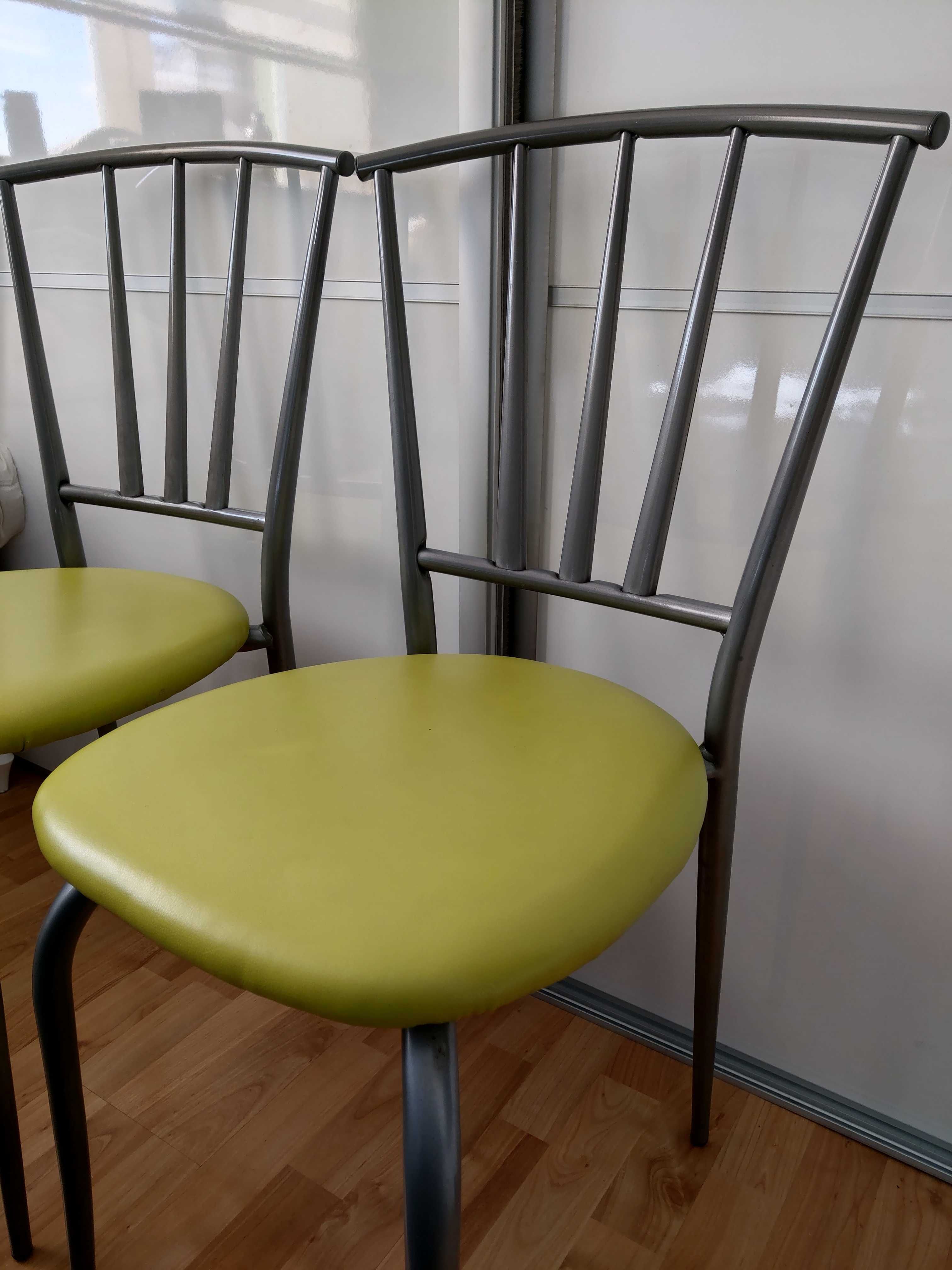 Krzesła metalowe z oparciem 2 szt Limonka