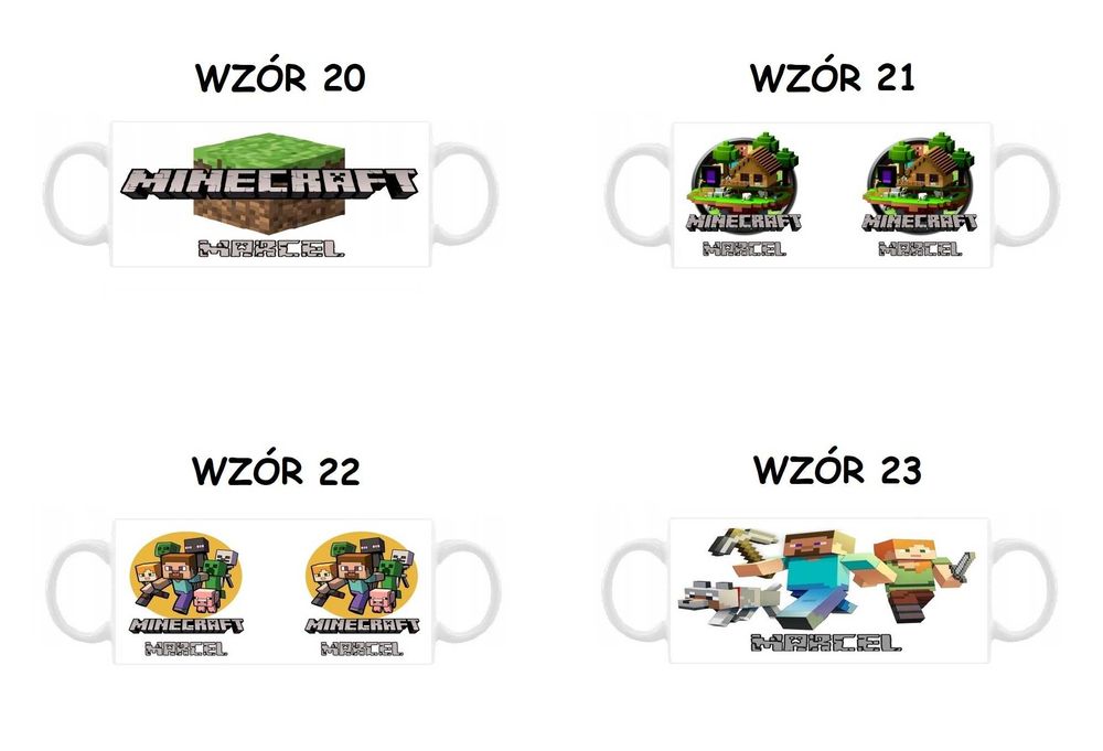 Kubek z nadrukiem Minecraft, różne wzory plus imię