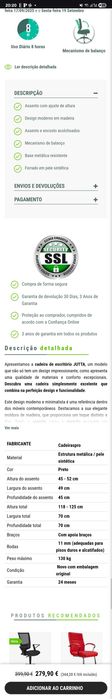 Cadeira de escritório de madeira e pele