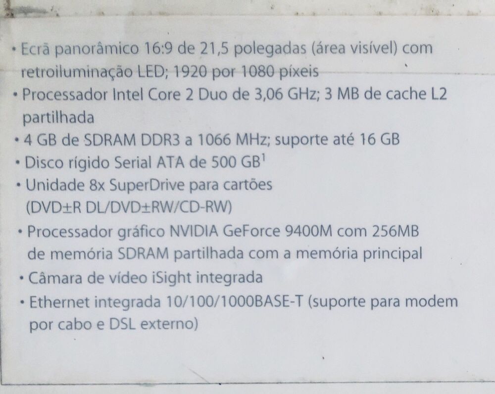 PEÇAS • iMac (21.5-inch, 2009) A1311