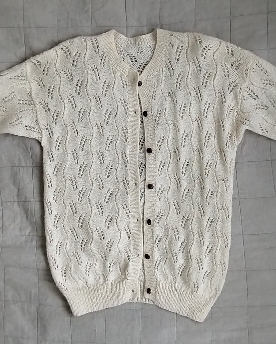 Kardigan ażurowy ręcznie robiony handmade retro oversize