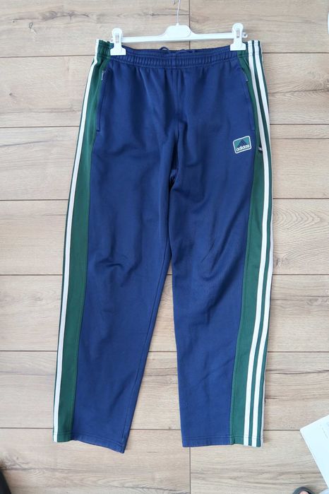 Spodnie dresowe Adidas vintage oldschool premium granatowe zielone