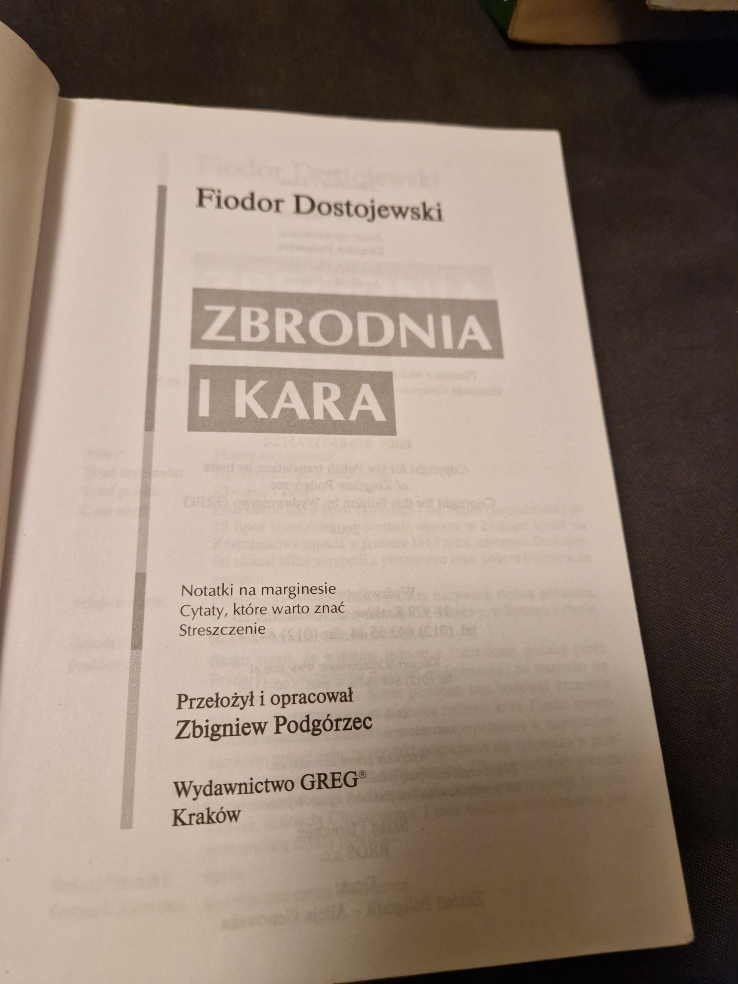 "Zbrodnia i kara" Fiodor Dostojewski z opracowaniem