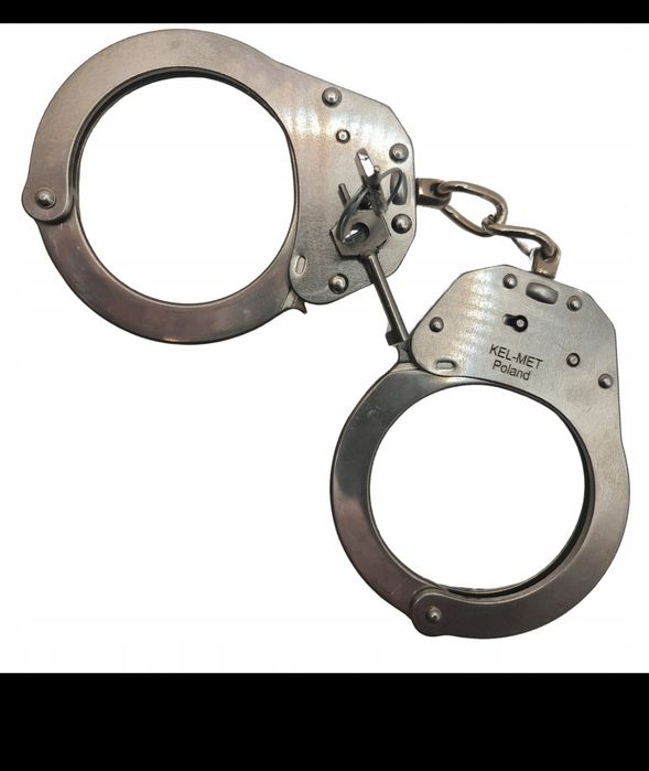Kajdanki Policyjne na Ręce KEL-MET Stal Nierdzewna Łańcuszkowe 2 Klucz