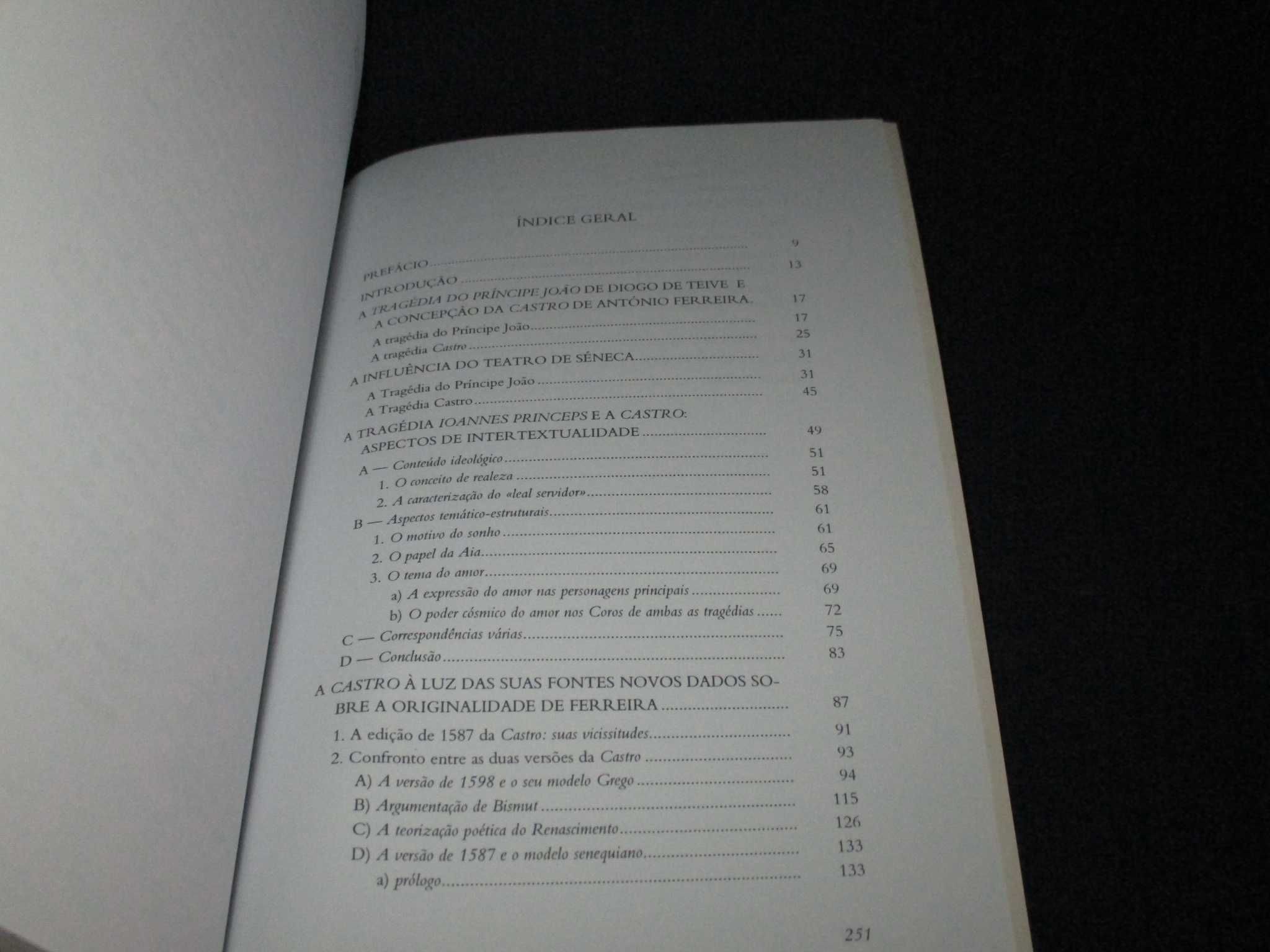 Livro Teatro Clássico no Século XVI A Castro de António Ferreira