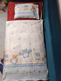 Pościel do łóżeczka niemowlęca 90×120 niebieskie sowy nocą