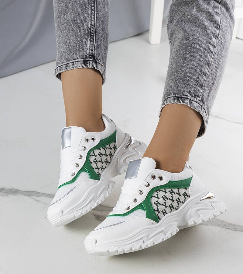 Biało-zielone sneakersy damskie Florival 39
