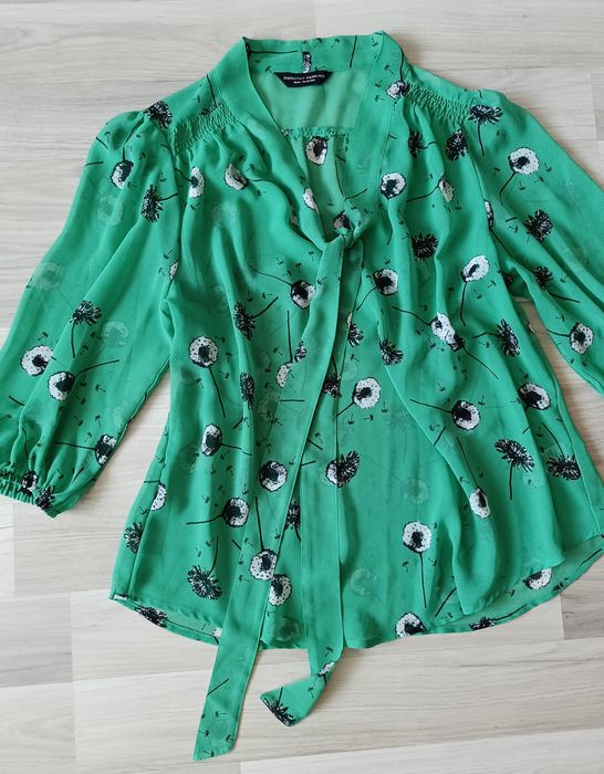 Dorothy Perkins wizytowa bluzka zielona z wiązaniem pod szyją 18/ 46