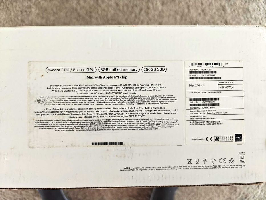 Apple iMac 24" Retina 4.5K (model MGPM3ZE/A) w kolorze różowym