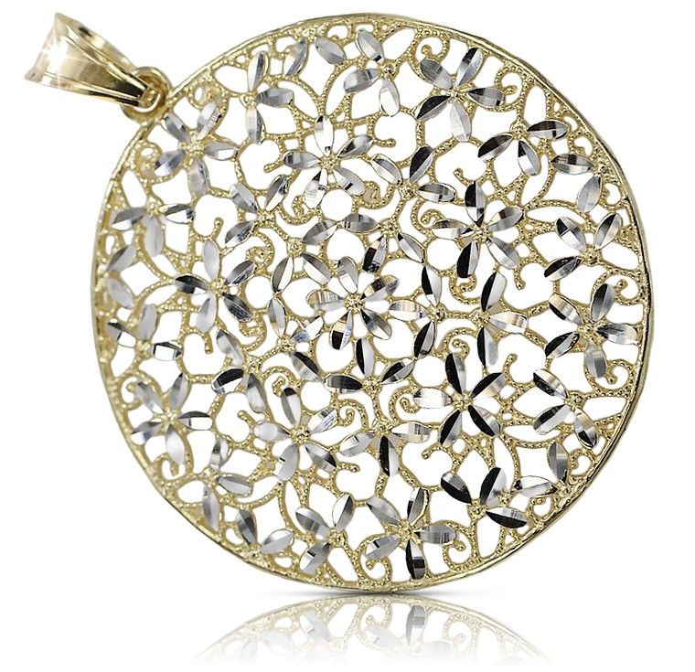 Złota zawieszka 14k 585 włoski styl żółte białe złoto cpn027yw Gdańsk