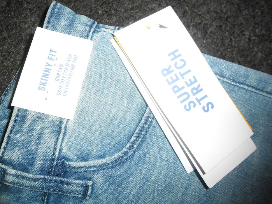 H&m skinny fit JEANS gumkowe org przecierane kotek r 140 nowe Z METKĄ