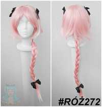 Cosplay wig Fate Grand Order Astolfo różowa peruka z warkoczem