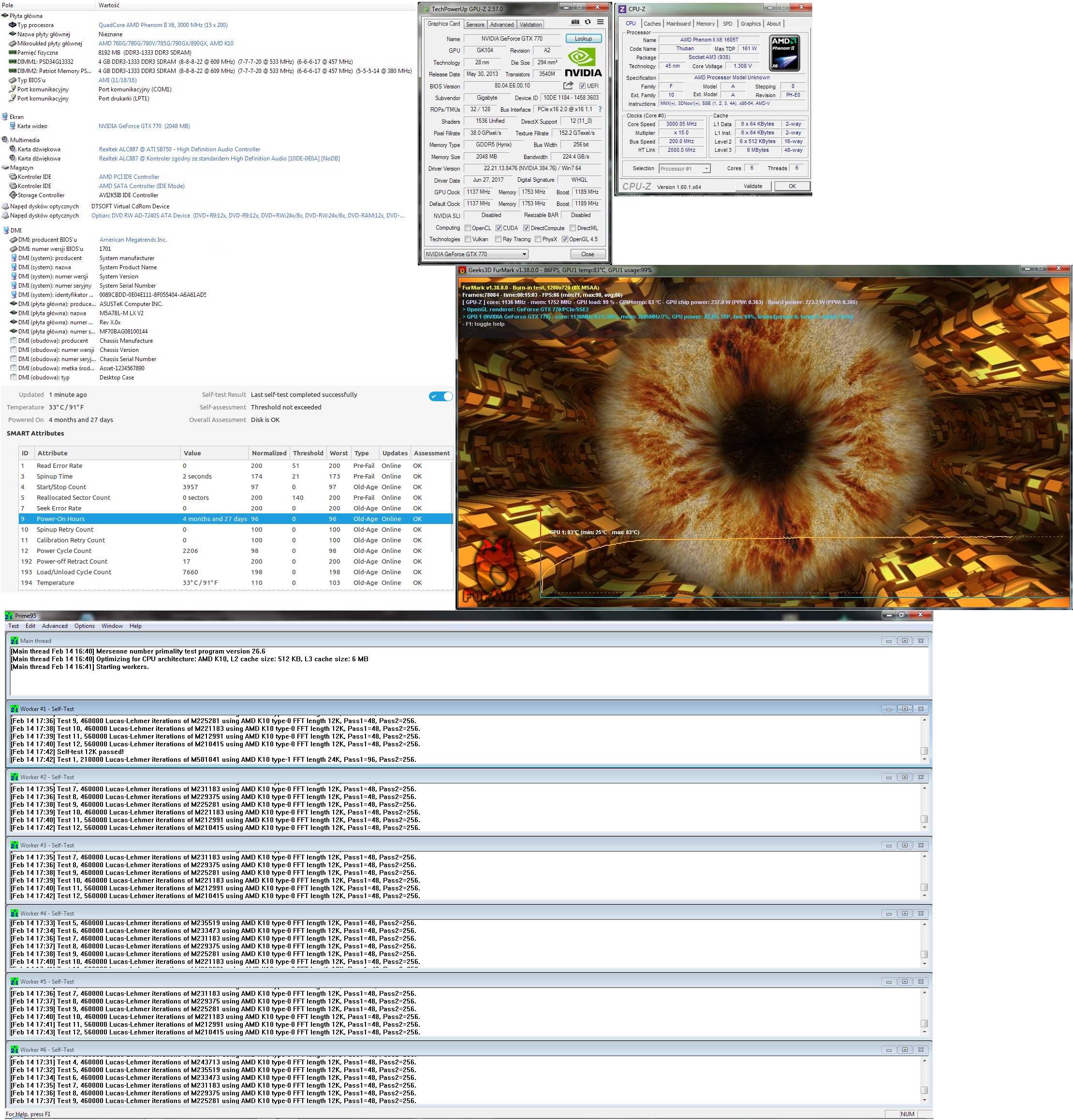 Komputer Phenom II X6x3GHz GTX 770 8GB RAM