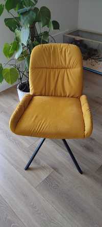 Krzesło obrotowe fotel welurowe żółte musztardowe Selsley Simdes