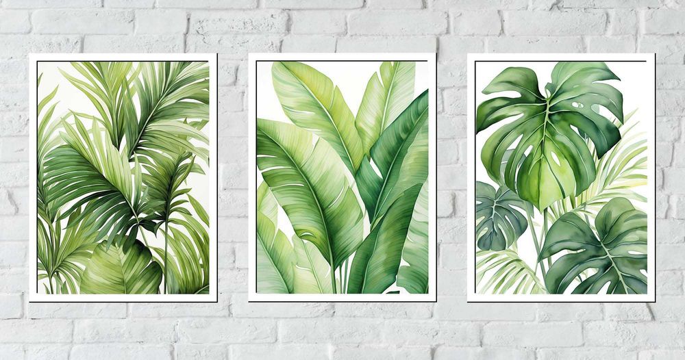 30x40 obrazy w ramie plakaty ramka MONSTERA TROPIK PALMA BANANOWIEC