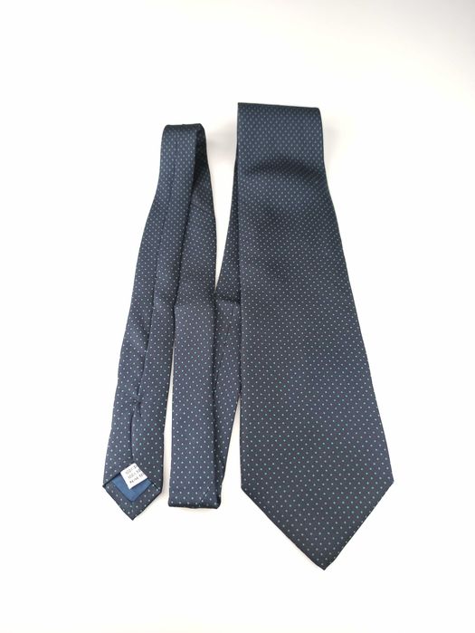 Nickerson granatowy jedwabny krawat w groszki ap08