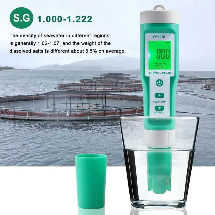 Тестер води Yieryi YY-1010 PH TDS EC ORP SALT H2 S.G Temp MΩ Fertile