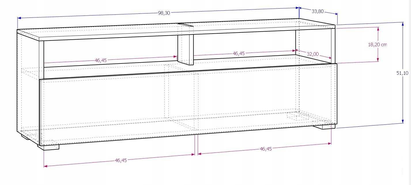 Szafka RTV stojąca Krak Meble 100 cm x 52 cm x 33,8 cm