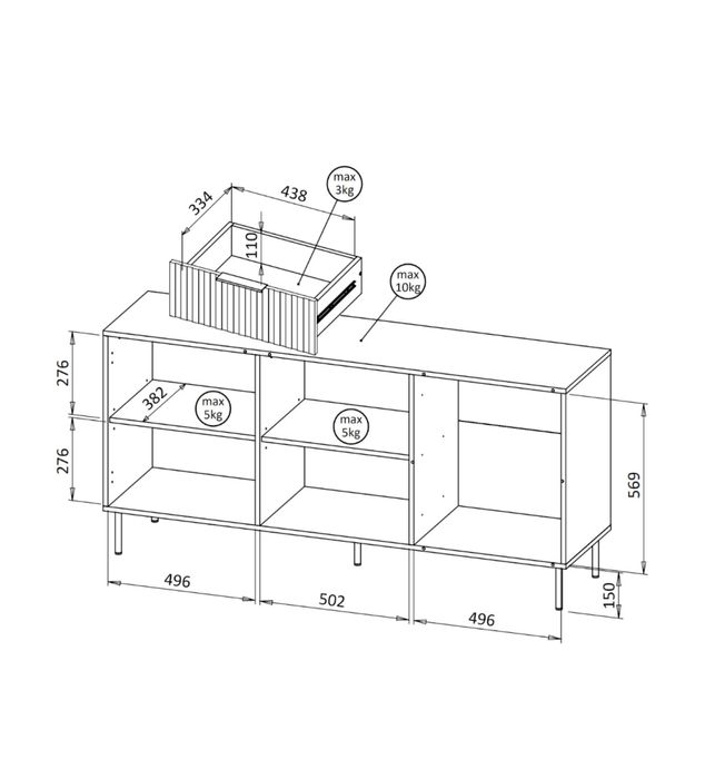 Komoda orzech warmia/ kaszmir 156 cm