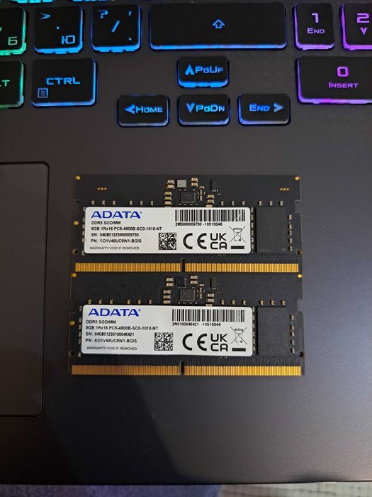 Продам оперативну пам'ять ADATA DDR5 SODIMM 2x8GB (PC5-4800B)