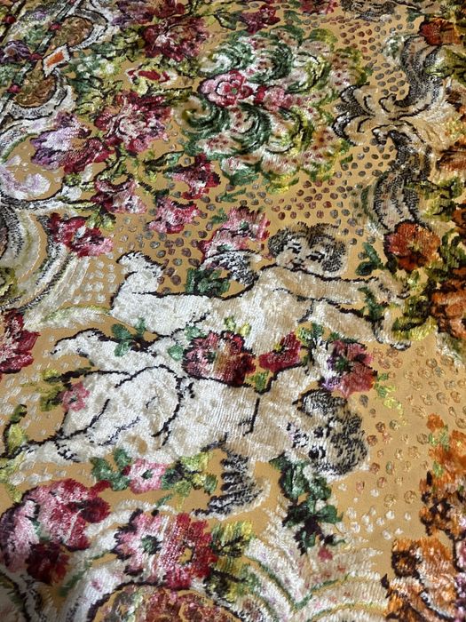 gobelin makata cherubiny i róże jedwab aksamit lata 50/60 dywan włochy