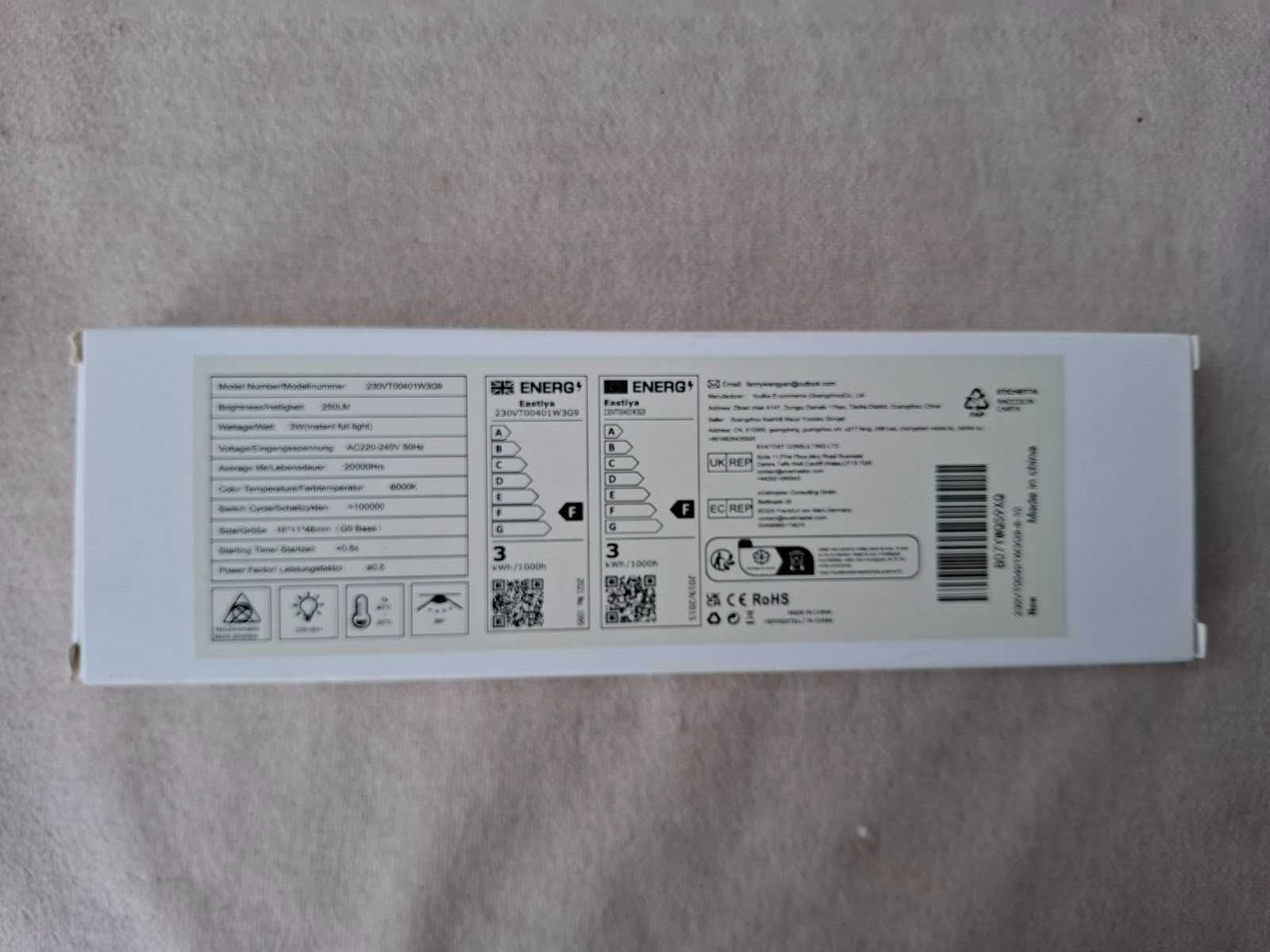 G9 LED zimna biała, żarówka 3W AC230V  6000K 10 sztuk
