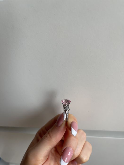 Piękny delikatny pierścionek morganit syntetyczny kwiat r 14