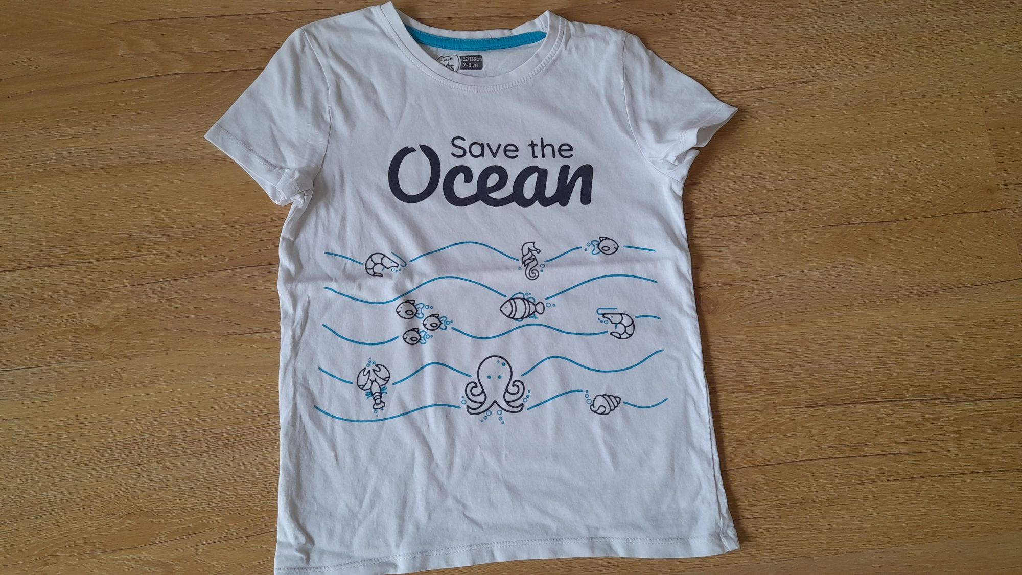 T-shirt ocean biała koszulka pepco rozmiar 122