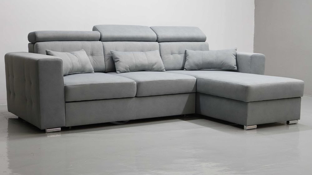 TMM NAROŻNIK funkcja spania pojemnik regulowane oparcie SOFA szara kol