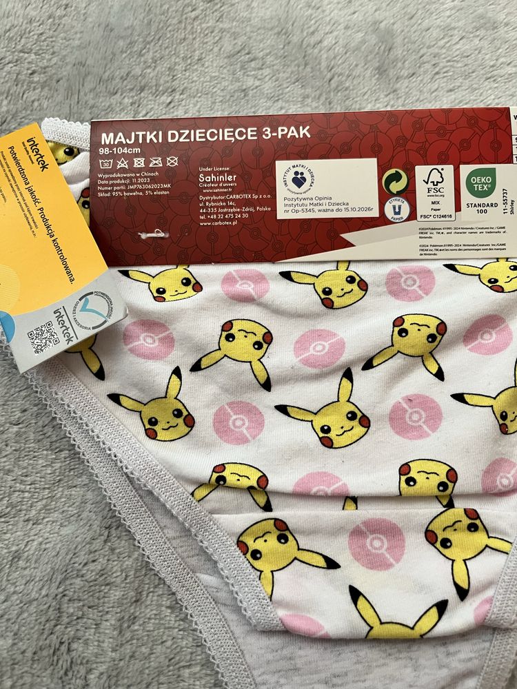 3x majtki dziecięce Pokemon Pikachu 98-104