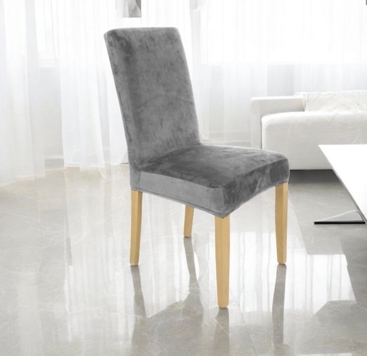 Nowy szary pokrowiec na krzesło zestaw 6 sztuk